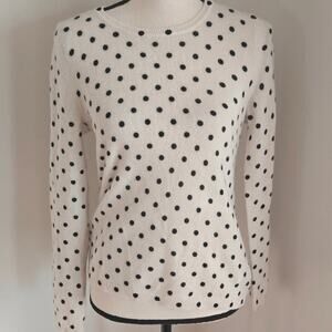 Cynthia rowley black white polka dot cashmere sweater